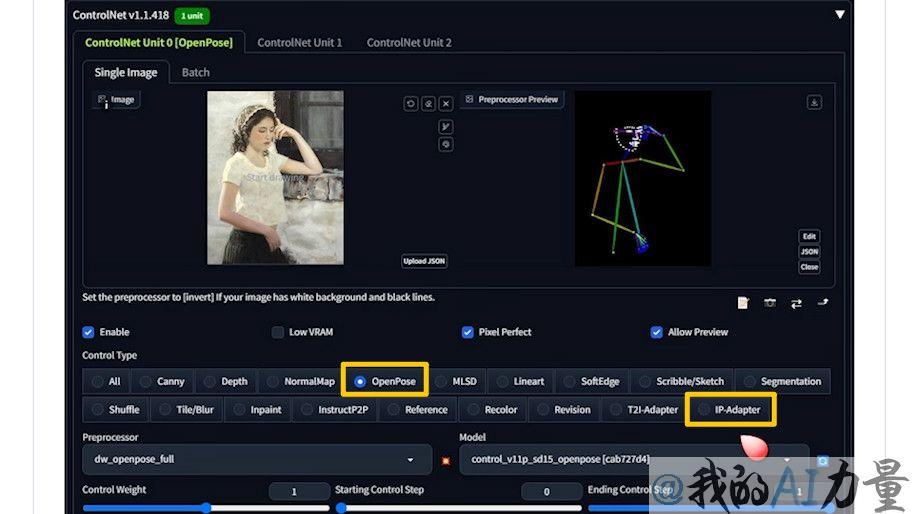 openpose and ip adapter in controlnet